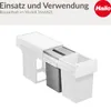A white trash bin insert with a gray bin inside, shown in a drawer. Produktbild-Vorschau