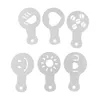 A set of six coffee stencils with different patterns, arranged in two rows on a white background. Produktbild-Vorschau