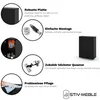 A collage of images and text highlighting features of a black cabinet. Produktbild-Vorschau