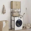 A laundry room scene featuring a washing machine stand with storage shelves and a washing machine. Náhled obrázku produktu