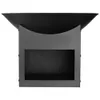 A black metal fire pit with a storage compartment underneath. Produktbild-Vorschau