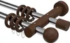 Interdeco Gardinenstange / Vorhangstange Chrom / Nussbaum Produktbild-Vorschau 1