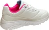 A side view of a white Skechers Uno Lite sneaker with pink and blue accents. Voir les images du produit