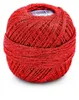 A single ball of red yarn with metallic threads, shown against a white background. Produktbild-Vorschau