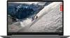 A laptop displaying a dynamic image of a snowboarder on a snowy mountain. Produktbild-Vorschau