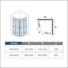 A diagram and table showing the dimensions of a shower cabin. Produktbild-Vorschau