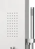 A close-up view of a modern shower fixture, showing the main showerhead panel with multiple spray nozzles and a handheld showerhead attached to the side. Podgląd zdjęcia produktu