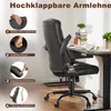 A black office chair is shown next to a desk with books and a plant. Voir les images du produit