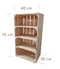 A wooden shelving unit made of crates, with dimensions indicated. Náhled obrázku produktu