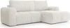 A white corduroy sectional sofa with a chaise lounge is shown against a white background. Podgląd zdjęcia produktu