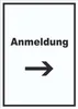Anmeldung Schild mit Text und Richtungspfeil rechts Produktbild-Vorschau 1