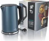 A blue electric kettle and its packaging are displayed on a light gray surface. Náhľad obrázku produktu