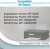 A printer is shown with text listing compatible Epson models and cartridge numbers. Produktbild-Vorschau