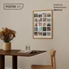 A framed photo collage hangs on a wall above a wooden table with a vase of flowers and a glass of water. Produktbild-Vorschau
