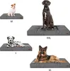 Collage of four dog beds of different sizes, each with a dog on it, labeled with sizes M, XXL, L, and XL. Náhled obrázku produktu