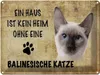 vianmo Blechschild 30x40 cm balinesische Katze Produktbild-Vorschau 1