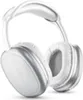 A pair of white and silver over-ear headphones is shown against a white background. Produktbild-Vorschau