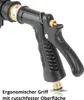 Close-up of a black and gold spray gun handle with text overlay. Podgląd zdjęcia produktu