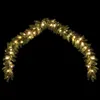 A green Christmas garland with yellow LED lights, arched against a black background. Produktbild-Vorschau