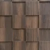 A close-up view of a textured wooden wall paneling with a repeating geometric pattern of recessed squares. Produktbild-Vorschau