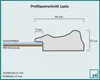 Diagram showing the cross-section of a picture frame profile with dimensions and material labels. Produktbild-Vorschau