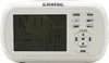 A white digital alarm clock with a large LCD screen displaying time and prayer times, and buttons on the side. Voir les images du produit