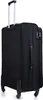 A black soft-shell suitcase with a telescopic handle and wheels, shown from a side-diagonal angle. Produktbild-Vorschau
