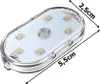 A close-up, angled view of an oval-shaped LED light with dimensions indicated. Produktbild-Vorschau