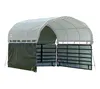 A shelter tent with metal gates and green side panels, shown against a white background. Podgląd zdjęcia produktu