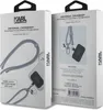 The image shows the front and side packaging of a Karl Lagerfeld universal crossbody strap and tether patch. Anteprima dell’immagine prodotto