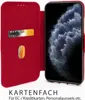 A red flip case for a smartphone, open to reveal a card slot and a phone inside. Anteprima dell’immagine prodotto