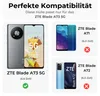 A collage of images showing different phone models and their compatibility with a phone case. The main product, a phone case for the ZTE Blade A73 5G, is shown on the left. Produktbild-Vorschau