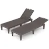 Two brown plastic sun loungers are shown against a white background. Podgląd zdjęcia produktu