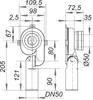 Technical drawing with dimensions of a plumbing fixture. Anteprima dell’immagine prodotto