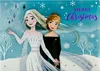 An illustration of Elsa and Anna from Frozen, with snowflakes and trees in the background, and text that says 'Merry Christmas'. Produktbild-Vorschau