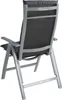 Rear view of a gray folding chair with a dark gray cushion. Produktbild-Vorschau