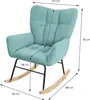 A teal rocking chair with dimensions indicated by measurement lines and text. Produktbild-Vorschau