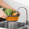 Ruhhy 23253 Opvouwbare siliconen zeef, 24 cm, oranje-grijs Productafbeelding-voorbeeld 3