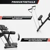 Product details of a fitness bench, showing integrated resistance bands and adjustable leg support. Produktbild-Vorschau