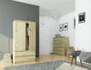 A bedroom or dressing room with a wardrobe, chest of drawers, and a rug. Produktbild-Vorschau