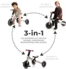A collage showing a child on a tricycle, a child on a balance bike, and a tricycle, with text indicating a 3-in-1 product for different stages of a child's development. Produktbild-Vorschau