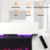 A marketing image showing an electric fireplace with various features highlighted by icons and text. Anteprima dell’immagine prodotto