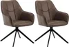 Two brown swivel dining chairs with black metal legs are shown against a white background. Produktbild-Vorschau