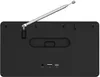 The back of a black digital radio with an extended antenna and various ports. Voir les images du produit