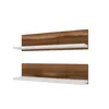 Two wall shelves with a walnut wood finish and white shelf surfaces are displayed against a white background. Produktbild-Vorschau