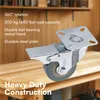 A heavy-duty caster wheel is shown on a wooden surface, with text highlighting its features. Produktbild-Vorschau