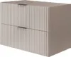 A two-drawer vanity cabinet with a fluted front and minimalist handles, shown from a three-quarter angle against a white background. Anteprima dell’immagine prodotto