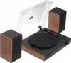 A turntable with two speakers and a clear dust cover, presented on a white background. Náhľad obrázku produktu