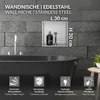 A bathroom scene featuring a bathtub, a wall niche, and descriptive text with icons. Náhled obrázku produktu