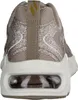 The back view of a taupe Skechers sneaker with glitter accents and a visible air bubble in the heel. Voir les images du produit